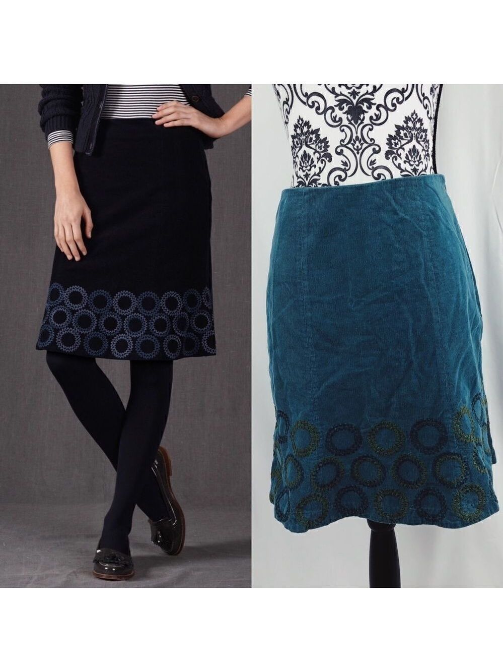 Boden Starburst Hem Corduroy A-Line Skirt‎